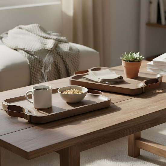 Wooden Tray Set 2 Pcs